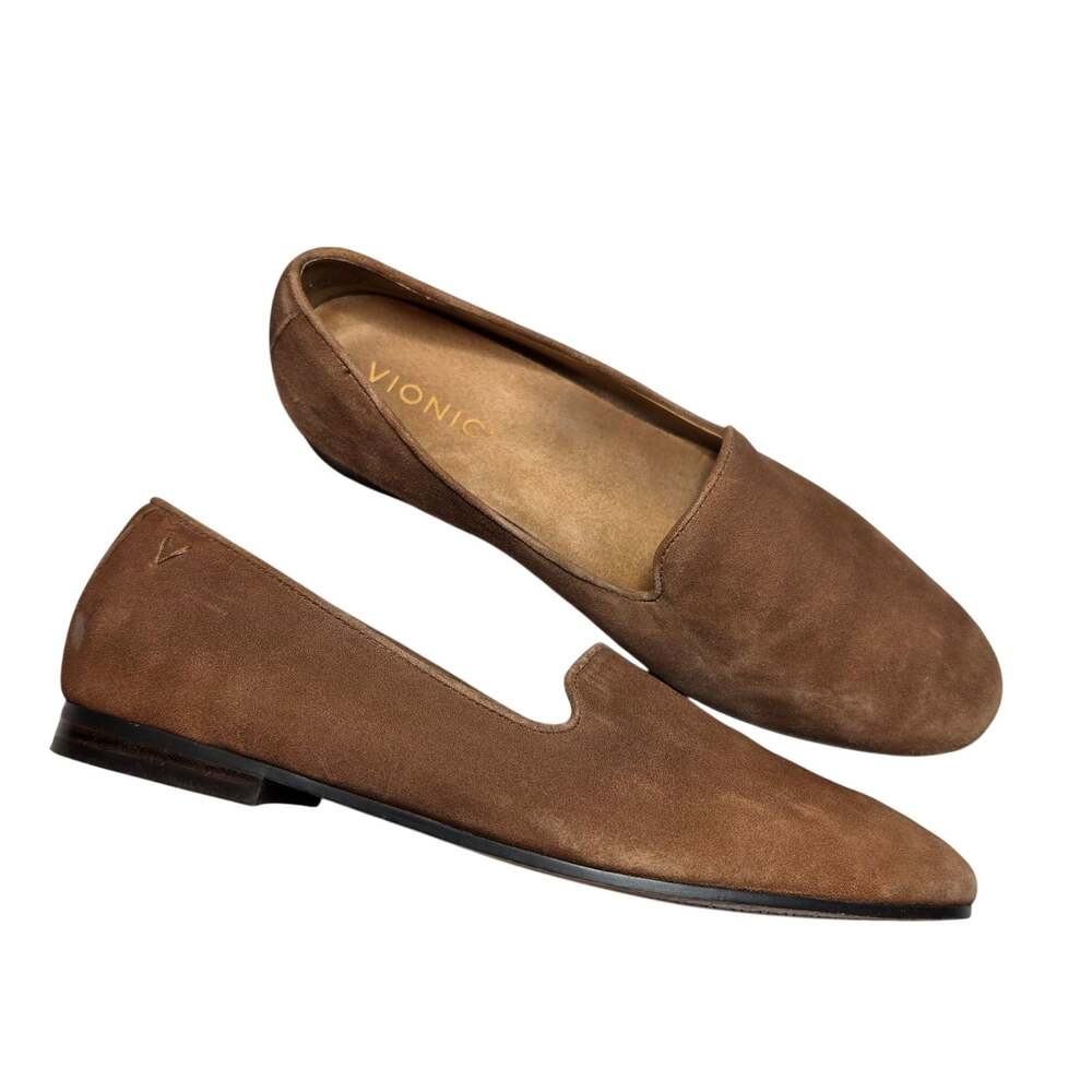 Vionic Shoes Womens Size 8.5 Brown Suede Slip On Comfort Loafer Casual Flat